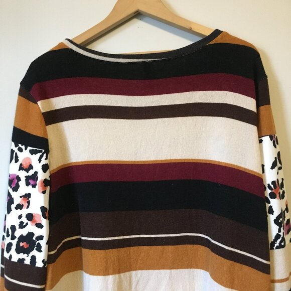 Colourblock Animal Print Soft Knit Rayon Sweater - Picture 7 of 16